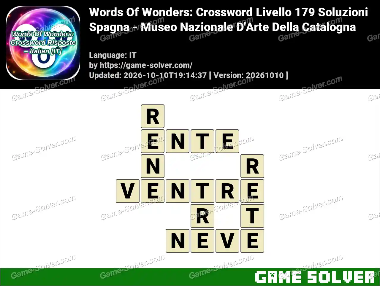 Words Of Wonders: Crossword Livello 179 Soluzioni – Spagna – Museo Nazionale D’Arte Della Catalogna